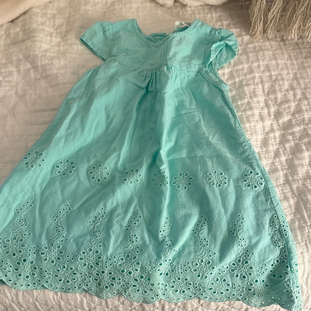 Aqua Eyelet Kids Dress